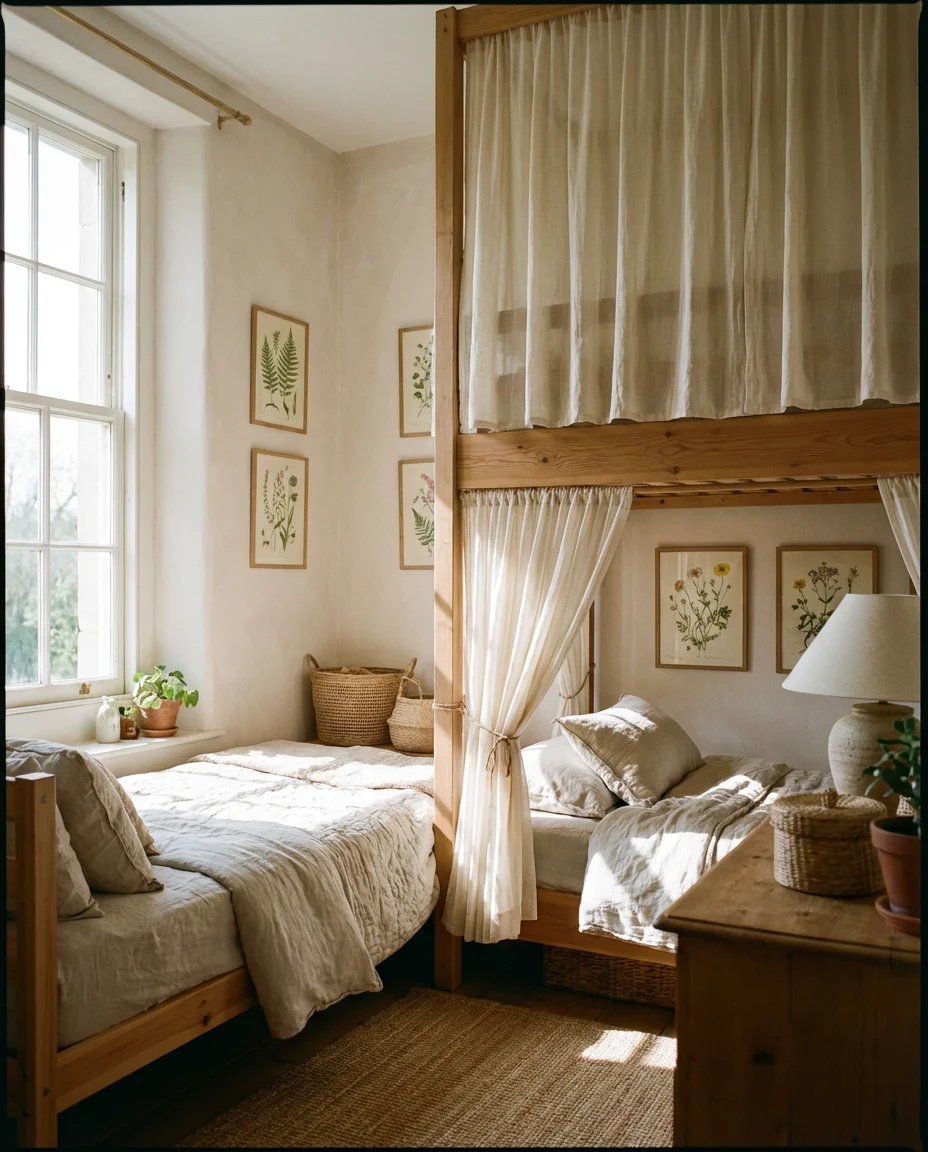 Aesthetic Bunk Beds With Curtain Privacy 2