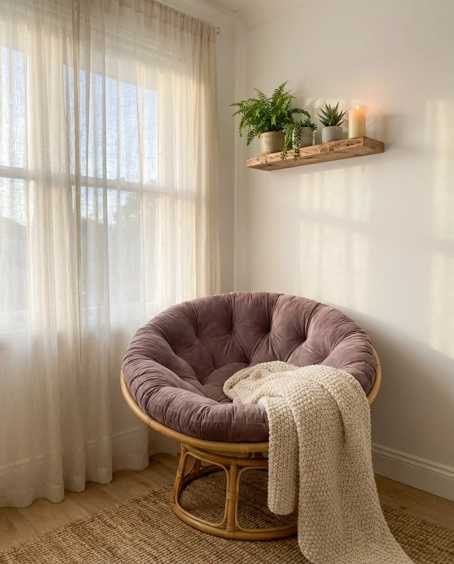 Bedroom Aesthetic With a Papasan Chair 1