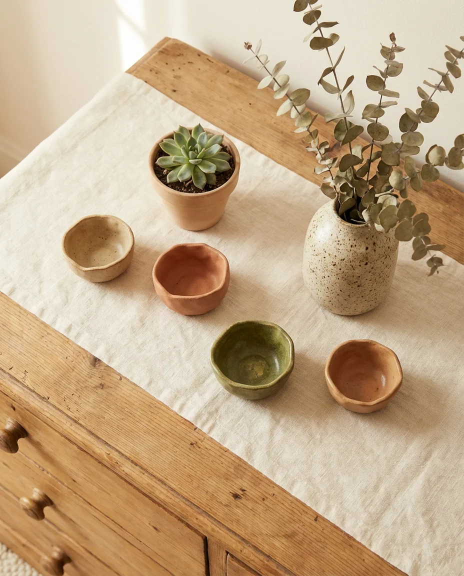 Bedroom Dresser Styled with Plants and Ceramics 2