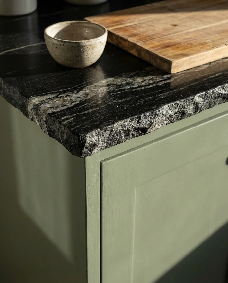 Black Granite Top Kitchen With Bold Contrast 2