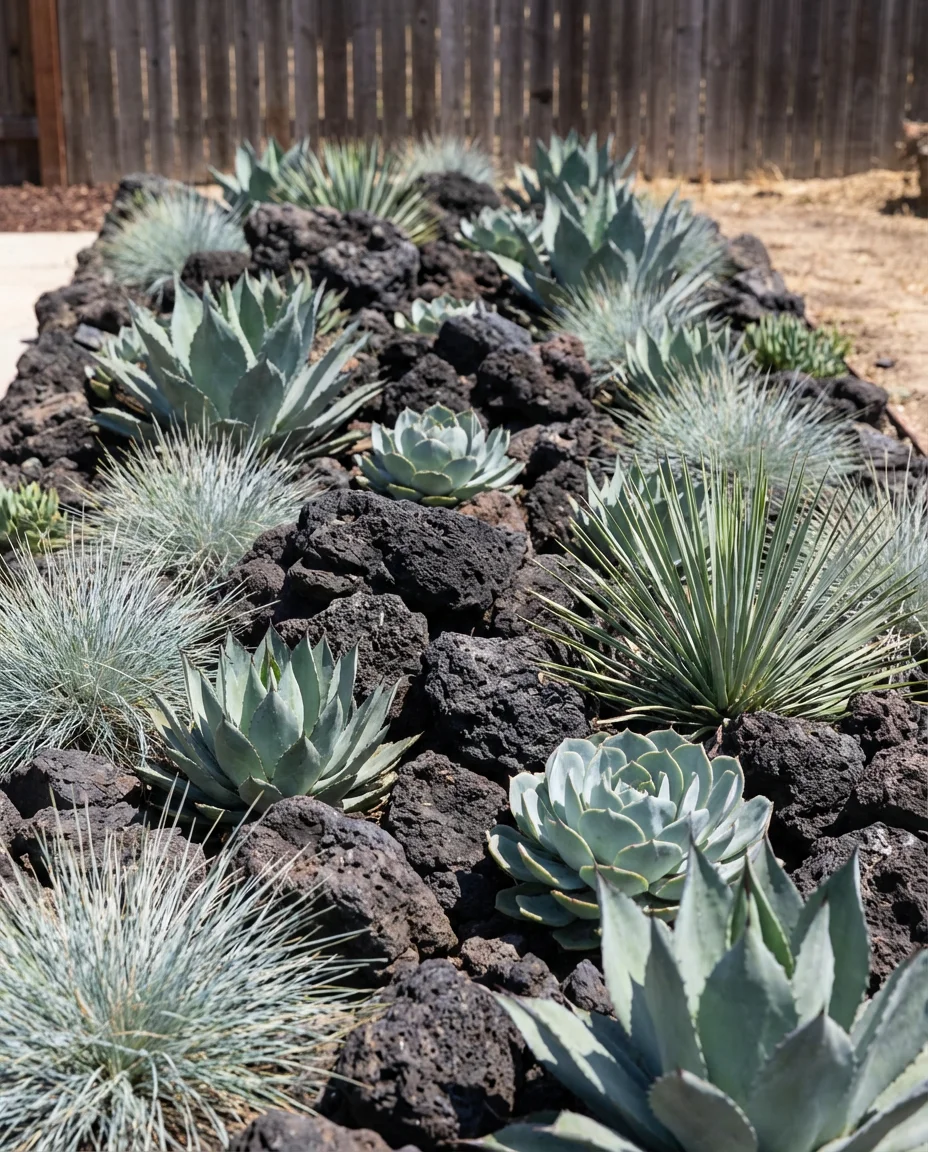 Black Lava Rock Garden Bed 1