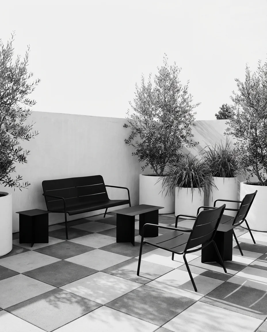Black and White Geometric Patio 1