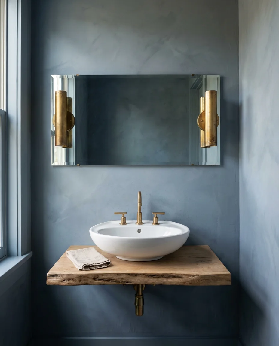 Blue Powder Room with Navy Accents 2