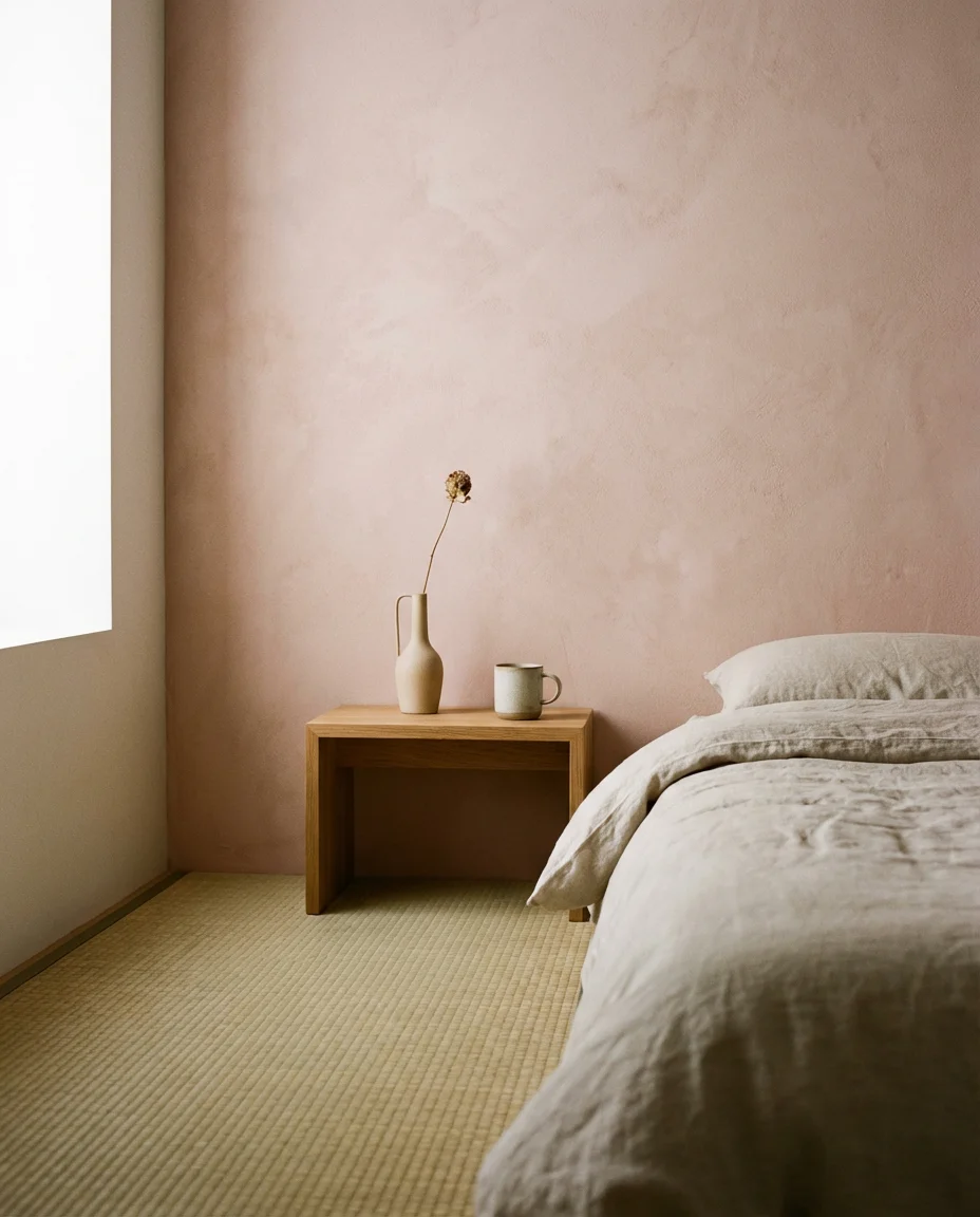 Blush Pink Japandi Influenced Bedroom 2