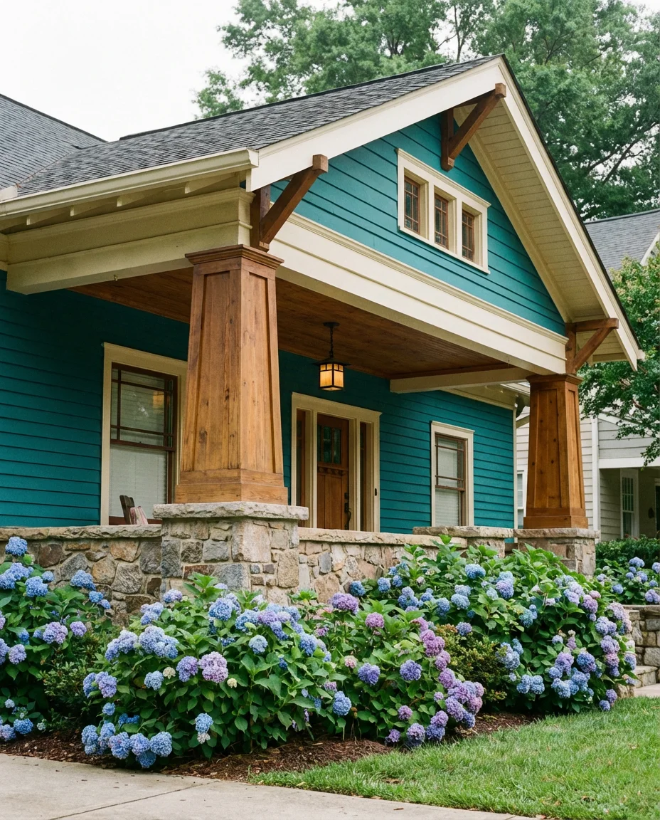 Bold Teal with Natural Wood Accents 1