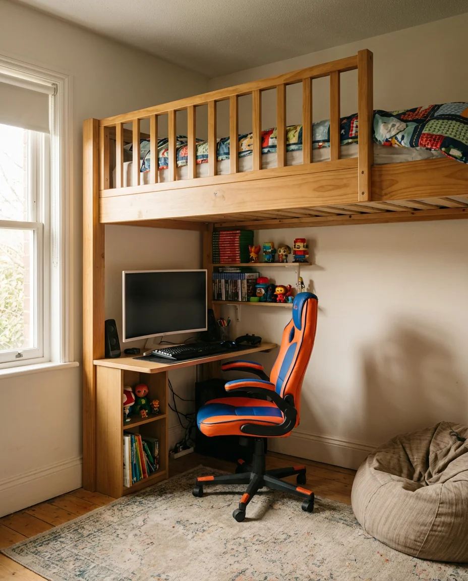 Boys' Gaming Bedroom with Bunk Desk 1