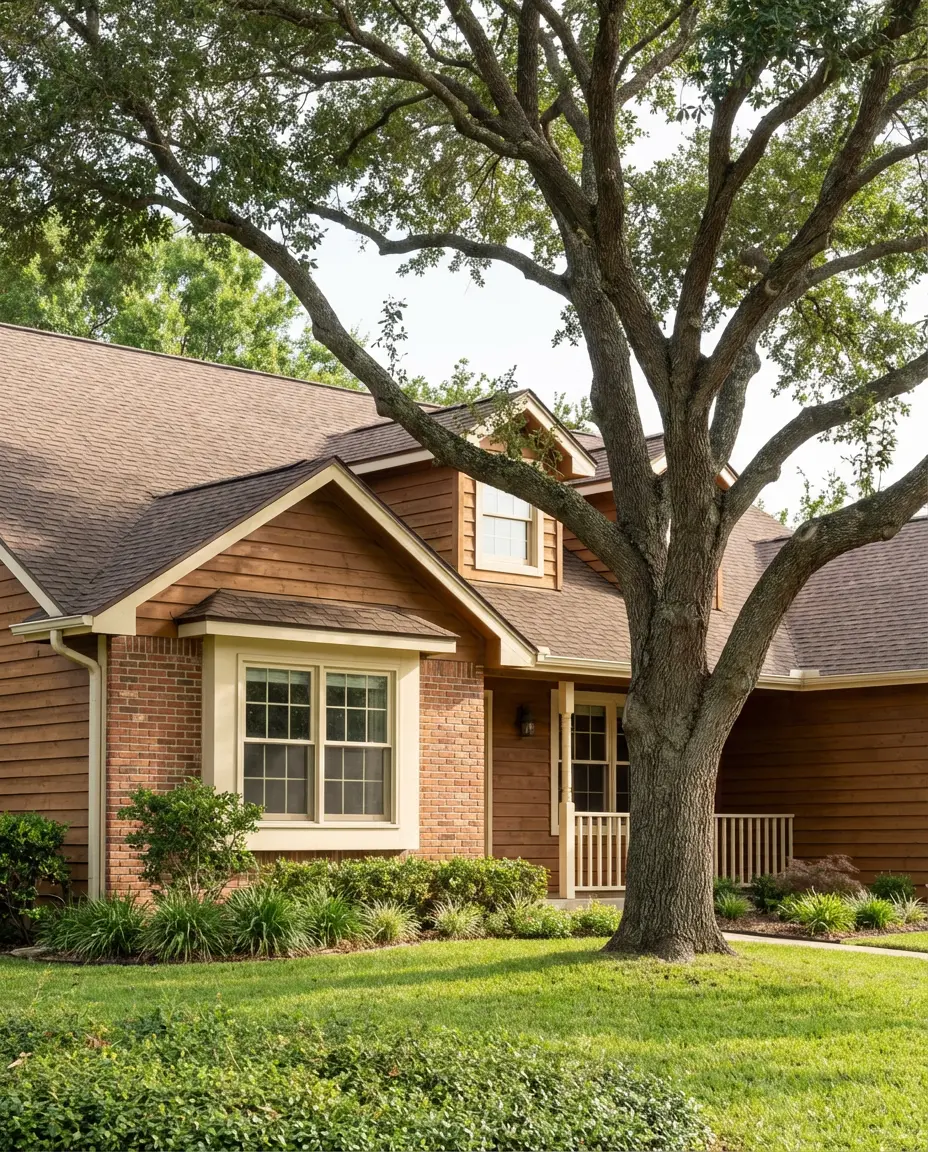 Brown with Red Brick Wall Accents 1