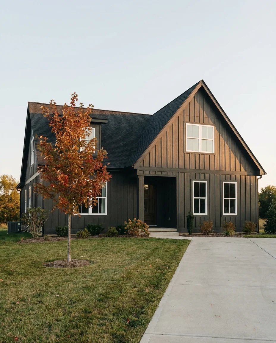Charcoal Board and Batten on a Modern Farmhouse with Best Curb Appeal 2