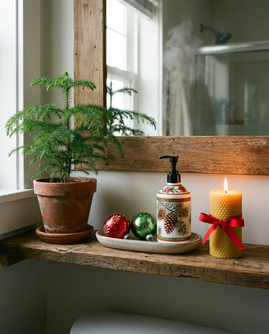 Christmas Bathroom Shelf Decor 1
