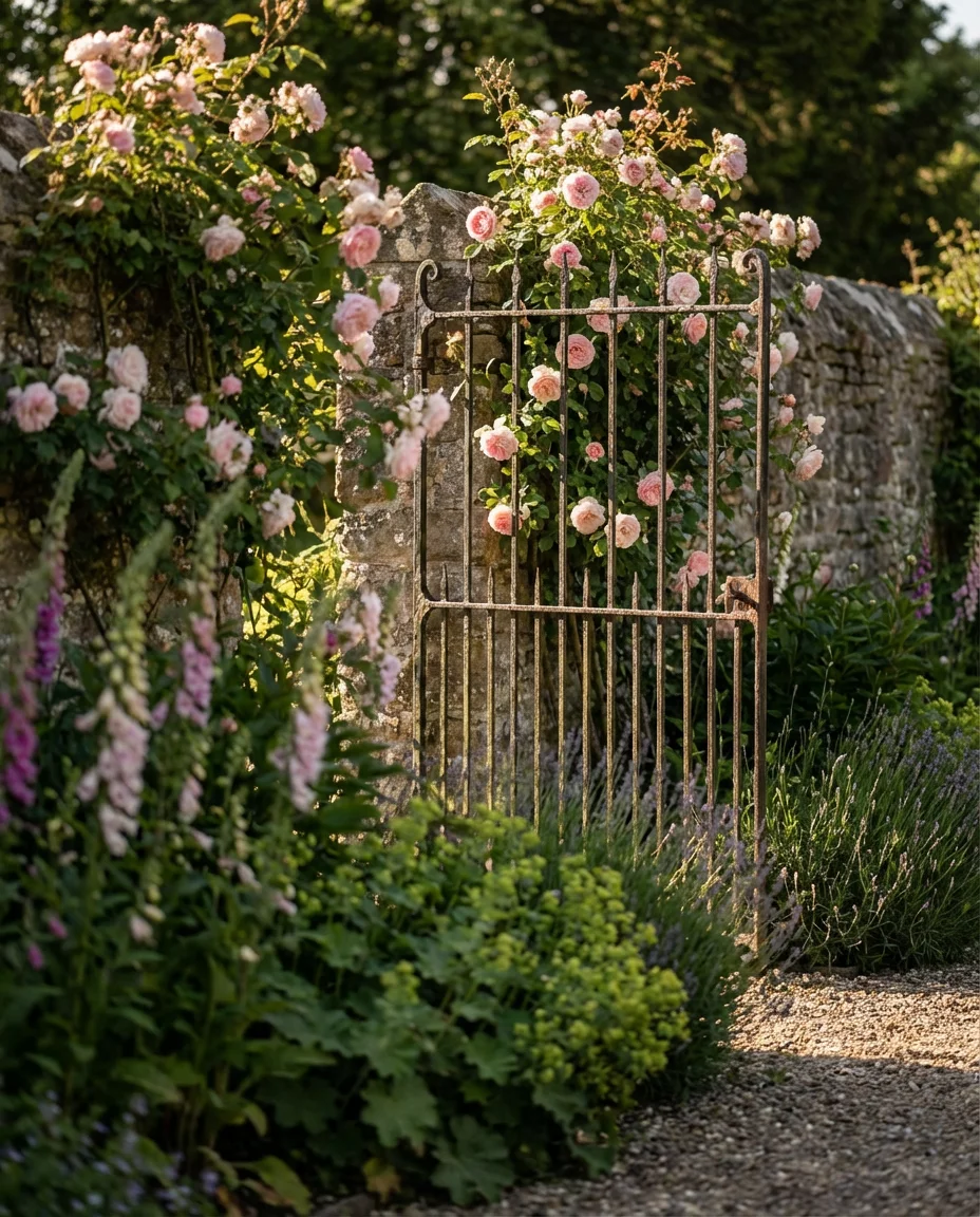 Climbing Roses Over a Garden Gate 2