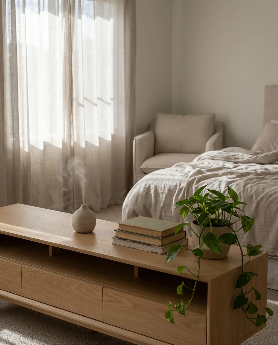 Console Styling Under the TV in a Bedroom 1