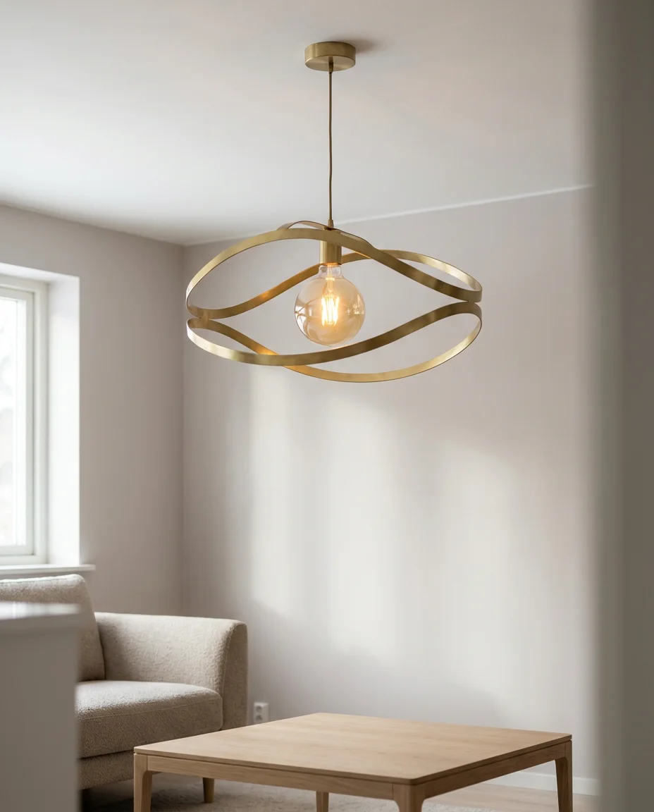 Contemporary Minimalist Living Room with Statement-Lighting 2