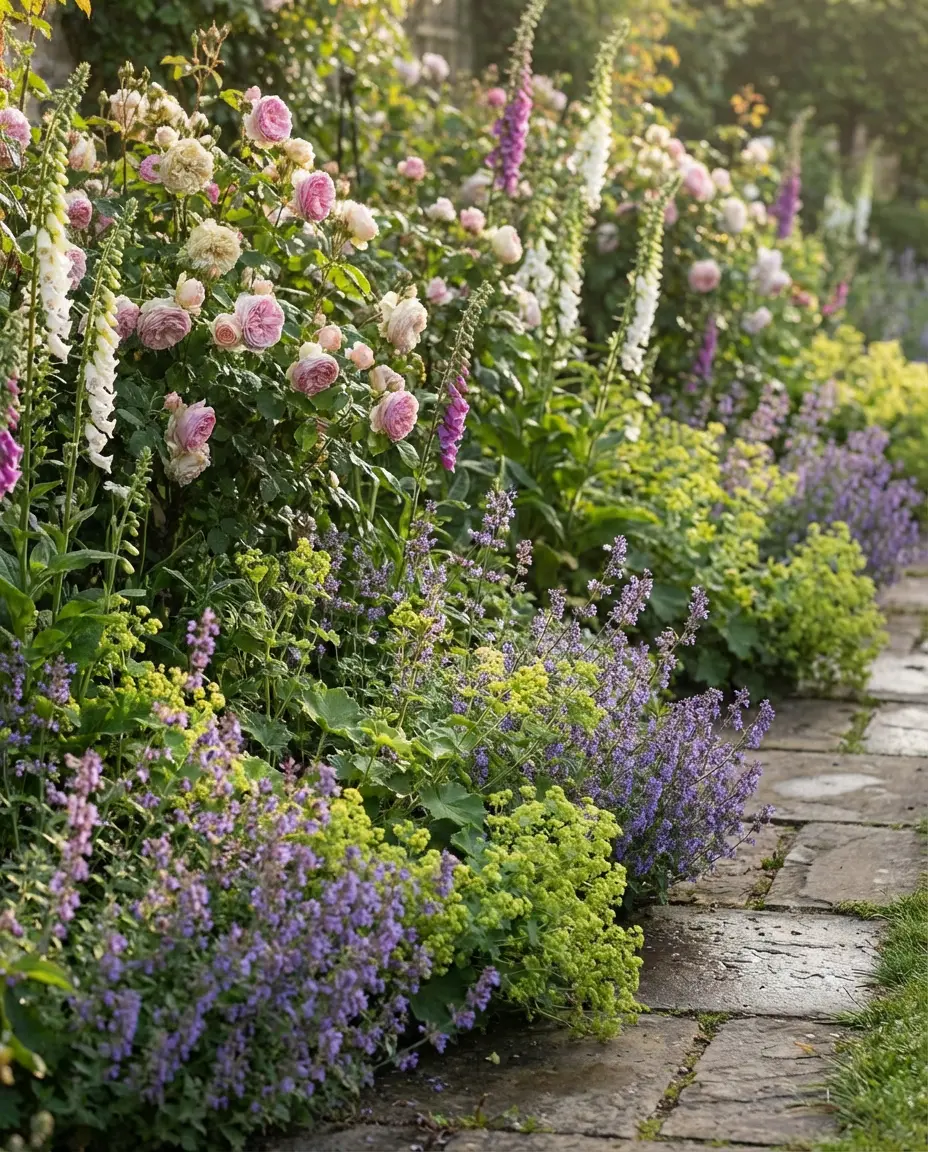 Cottage Border Design with Edging Plants 1