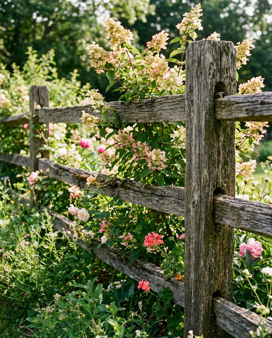 Cottage Garden Ideas with a Rustic Wood Fence 2