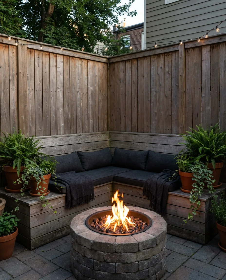 Cozy Corner Fire Pit with Wraparound Seating 1