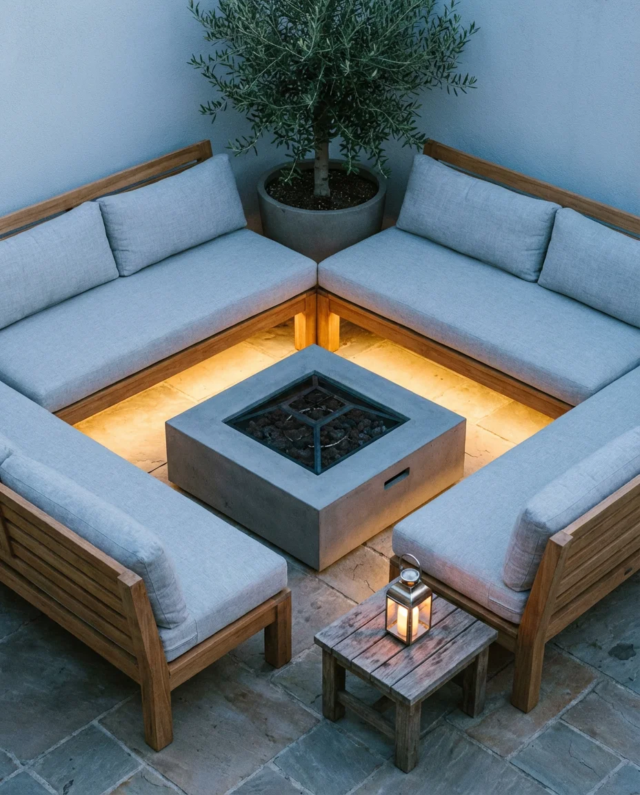 Cozy Corner Fire Pit with Wraparound Seating 2