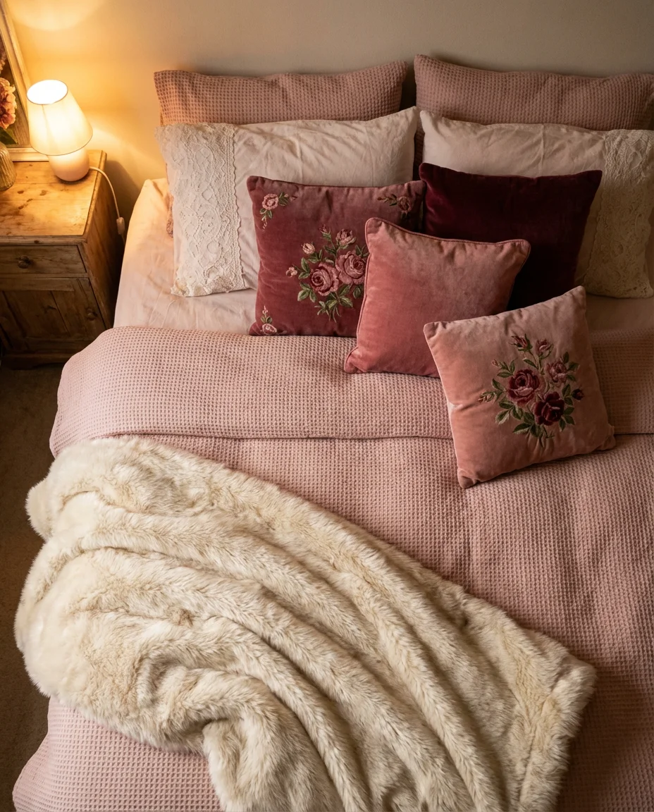 Cozy Pink Maximalist Bedroom 2