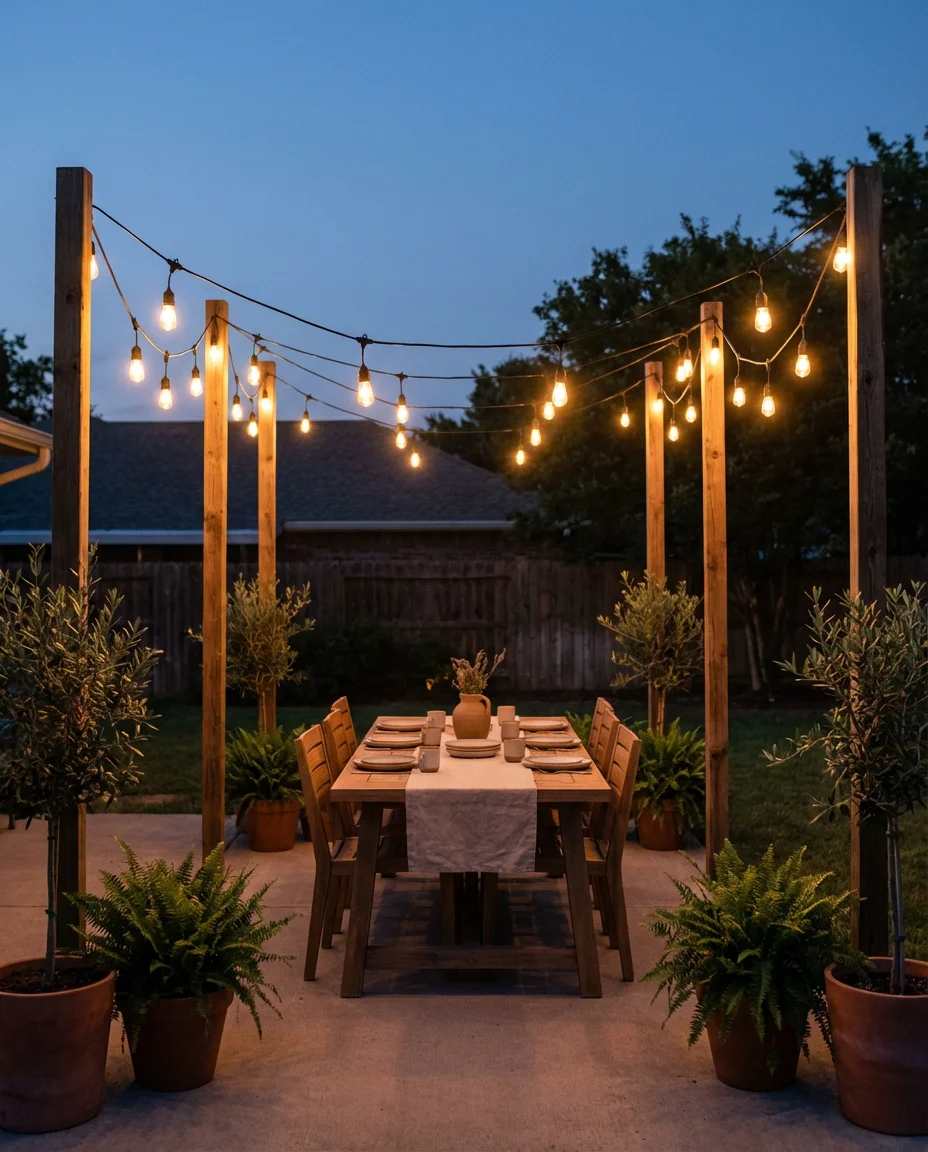 DIY Outdoor String Light Canopy 1