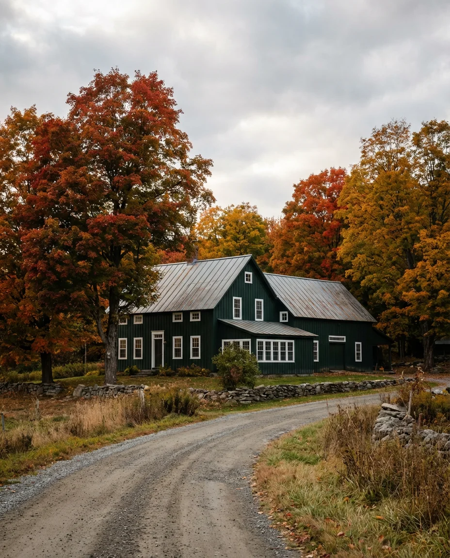 Dark Green Board and Batten with White Windows 2