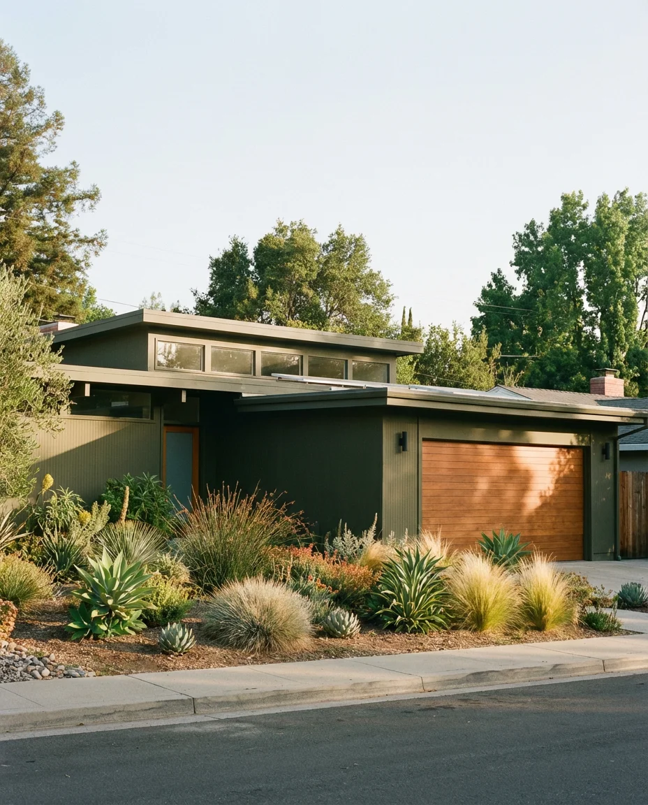 Dark Olive Green on a Modern Mid Century Home 1