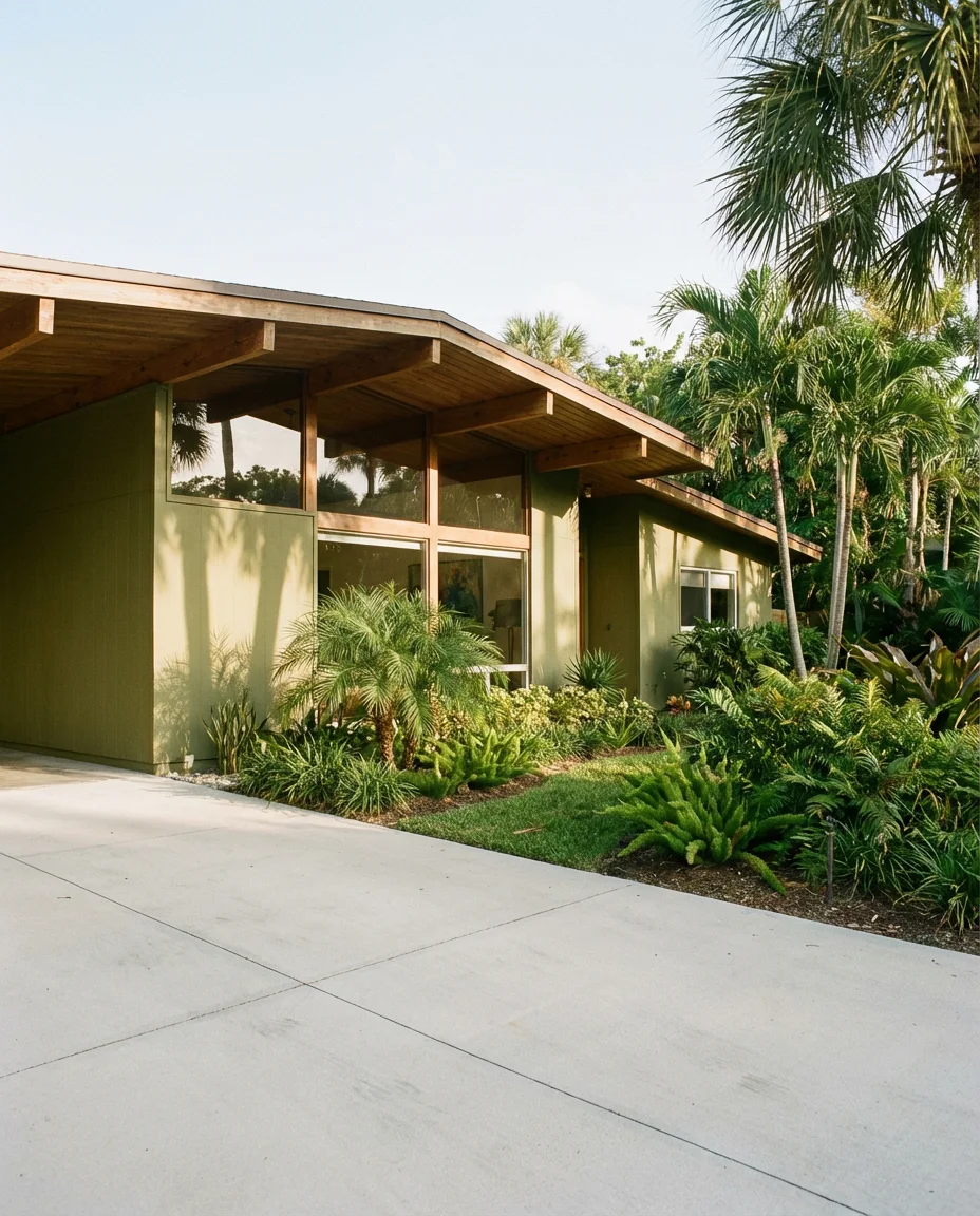 Dark Olive Green on a Modern Mid Century Home 2