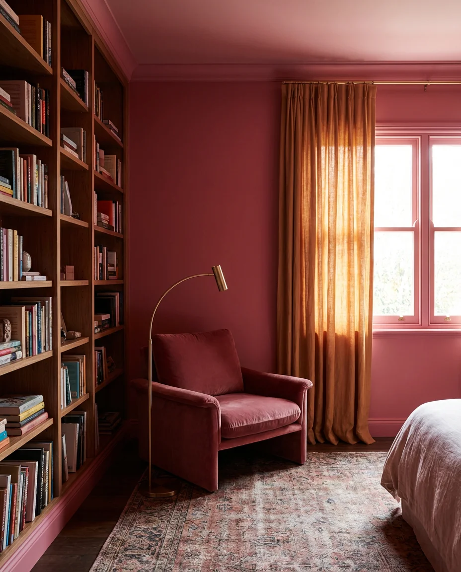 Dark Pink Moody Reading Nook Bedroom 2
