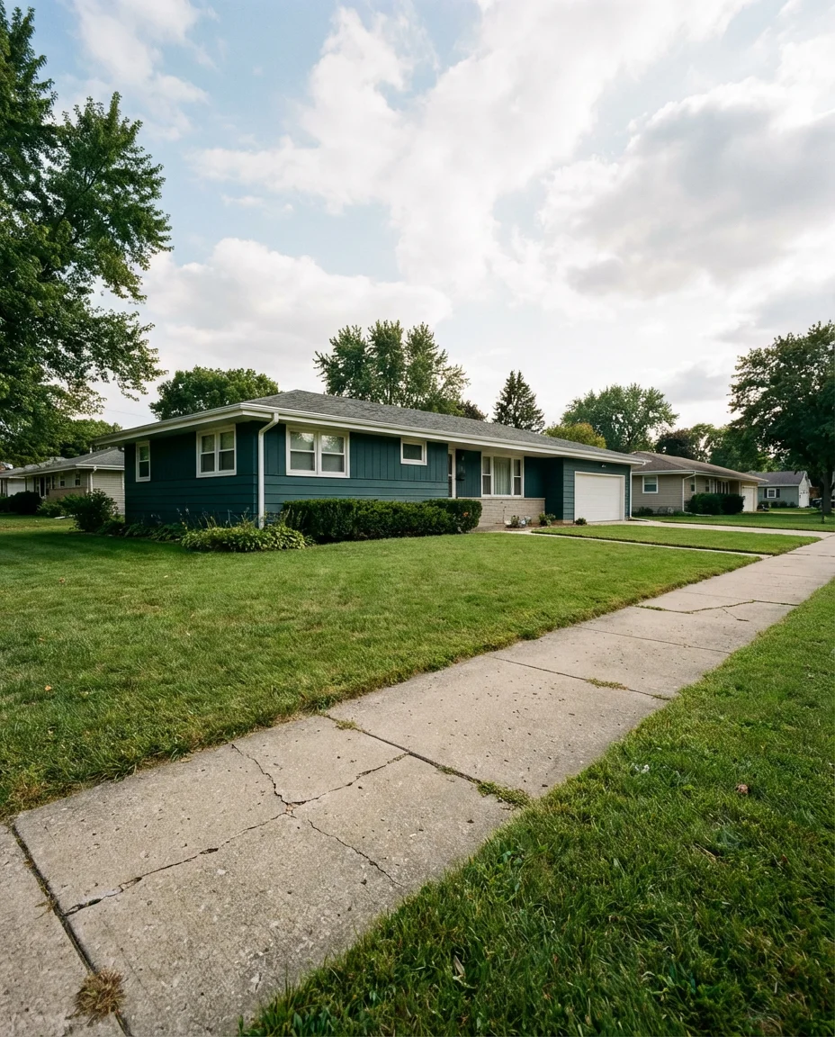 Dark Teal on a Ranch Home with White Trim 1