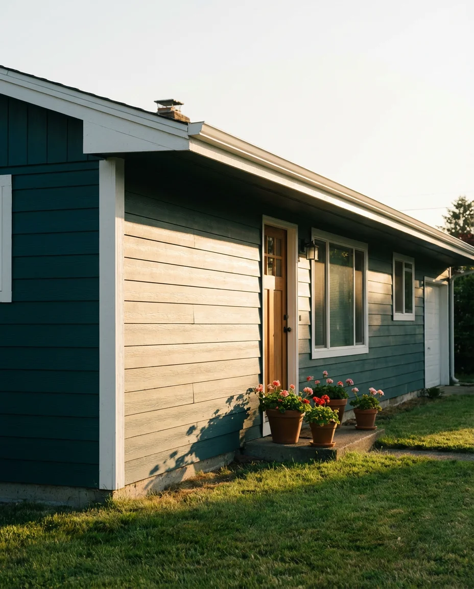 Dark Teal on a Ranch Home with White Trim 2
