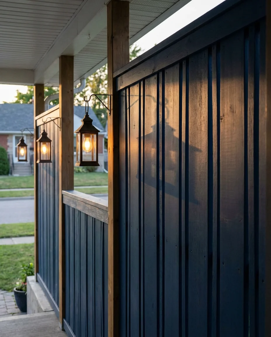 Deck Fence Inspired Railing with Privacy Panels 1