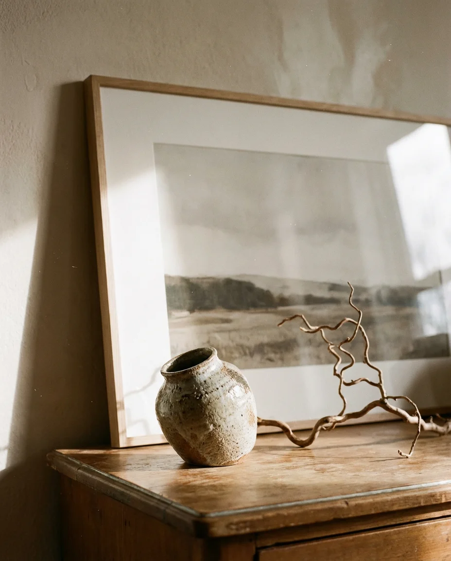 Decor Art Layering on a Minimalist Dresser 2
