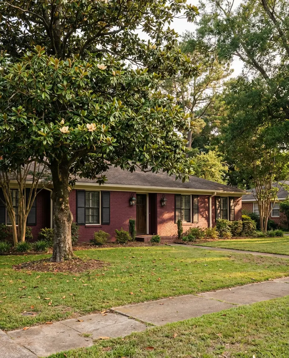 Deep Burgundy on a Brick Ranch with Black Accents 1