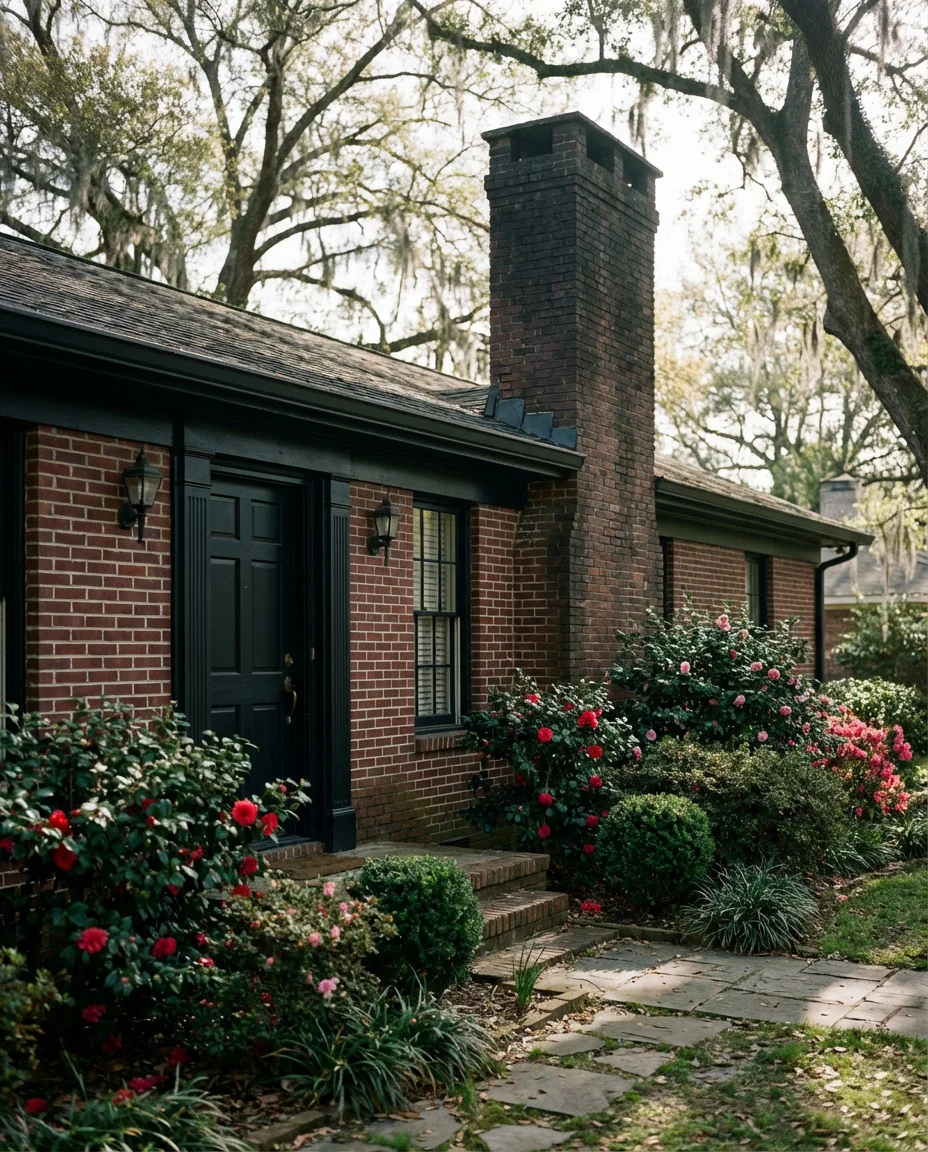 Deep Burgundy on a Brick Ranch with Black Accents 2