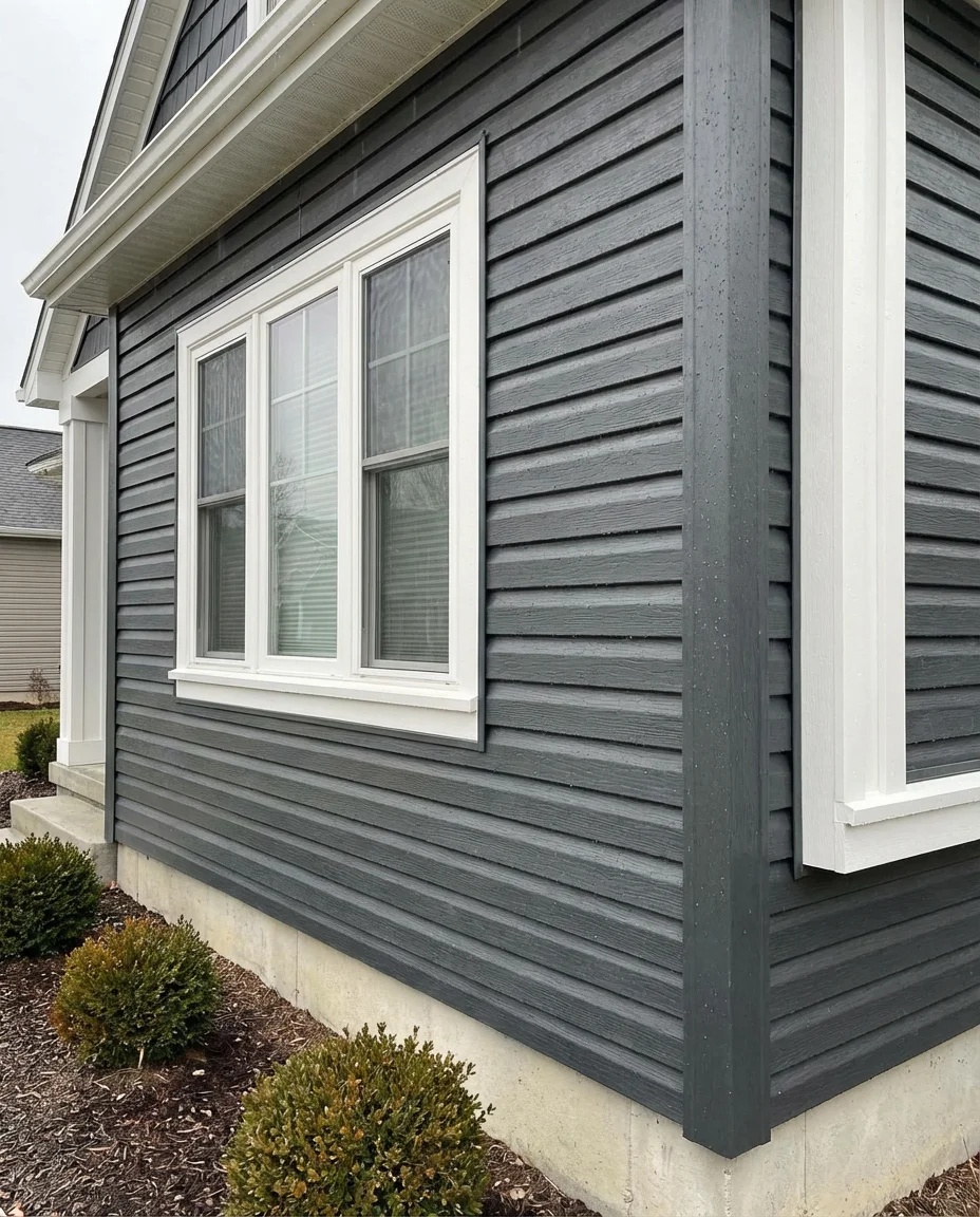 Deep Charcoal Vinyl Siding on a Modern Home 2