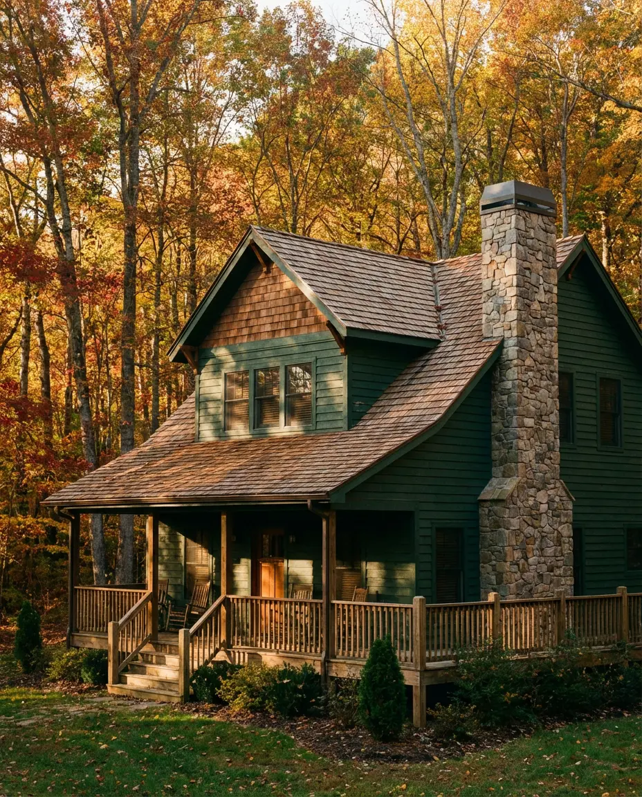 Deep Green with Brown Roof 1