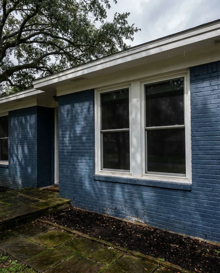 Deep Navy Blue on a Brick Exterior 2