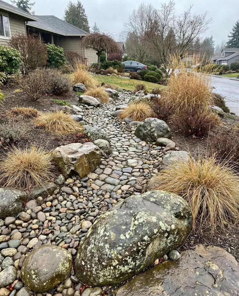 Dry Creek Bed for Slope Drainage 1