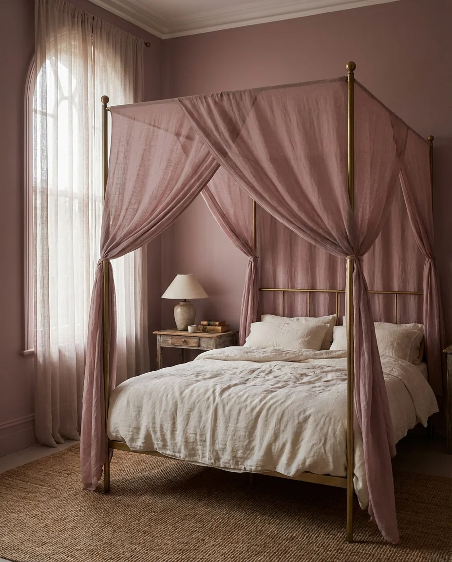Dusky Pink Romantic Canopy Bedroom 1
