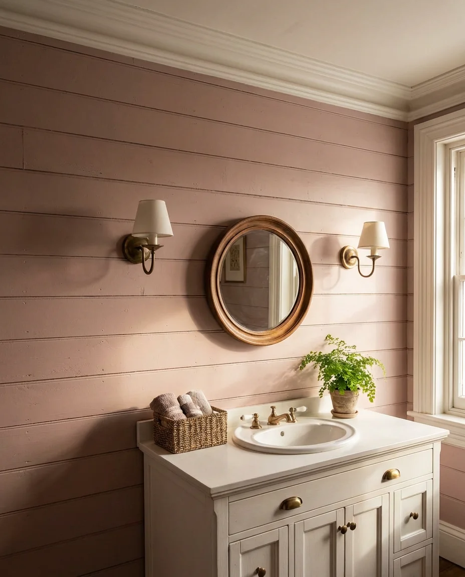 Dusty Pink Shiplap Feature Wall 1