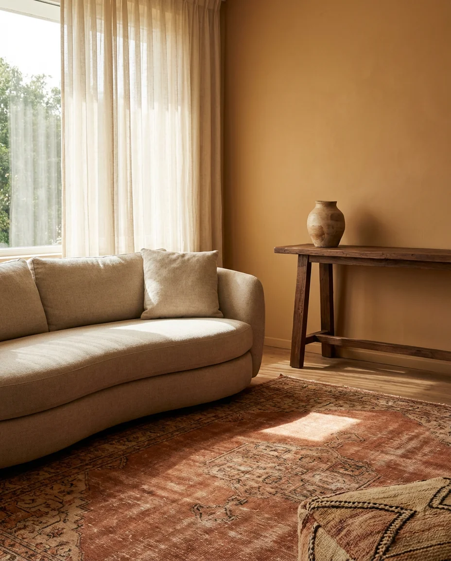 Earthy Toned Living Room with Terracotta Accents 1