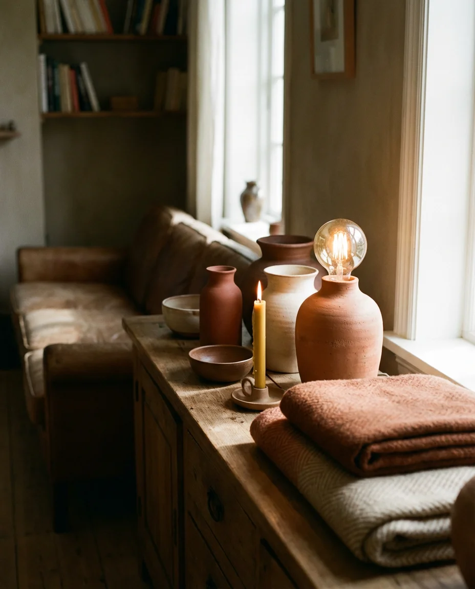 Earthy Toned Living Room with Terracotta Accents 2
