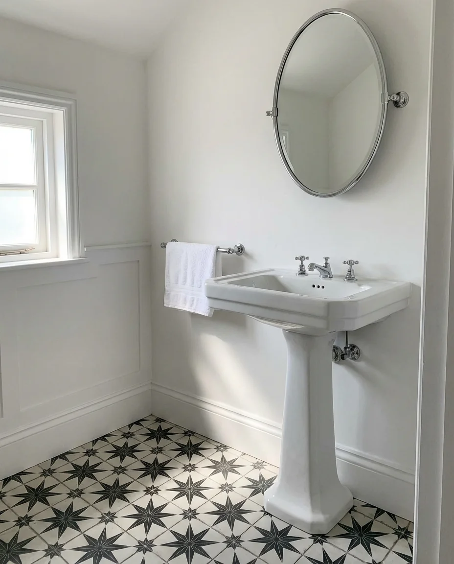 Floor Tile Statement in Black and White 1