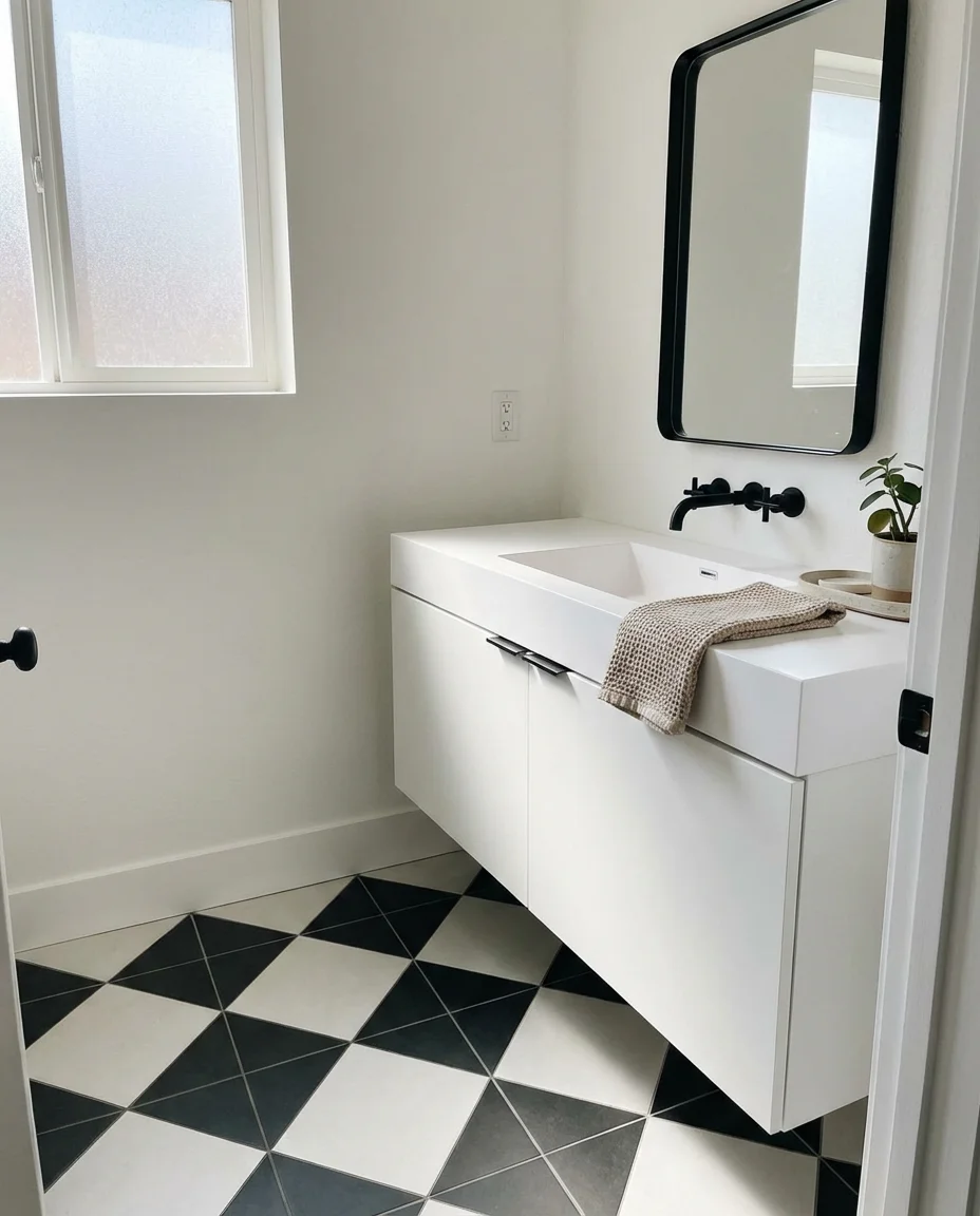 Floor Tile Statement in Black and White 2