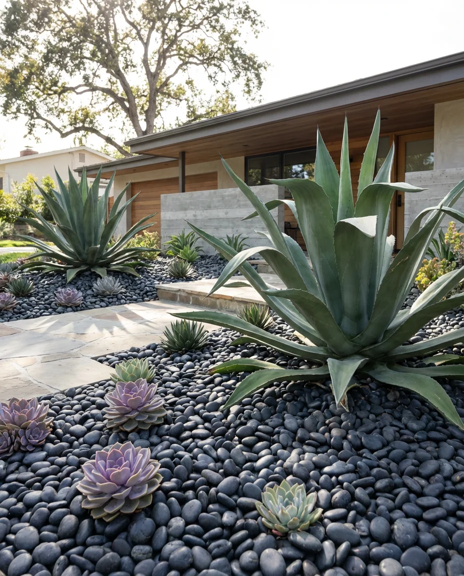 Front Yard Rock and Succulent Design 1