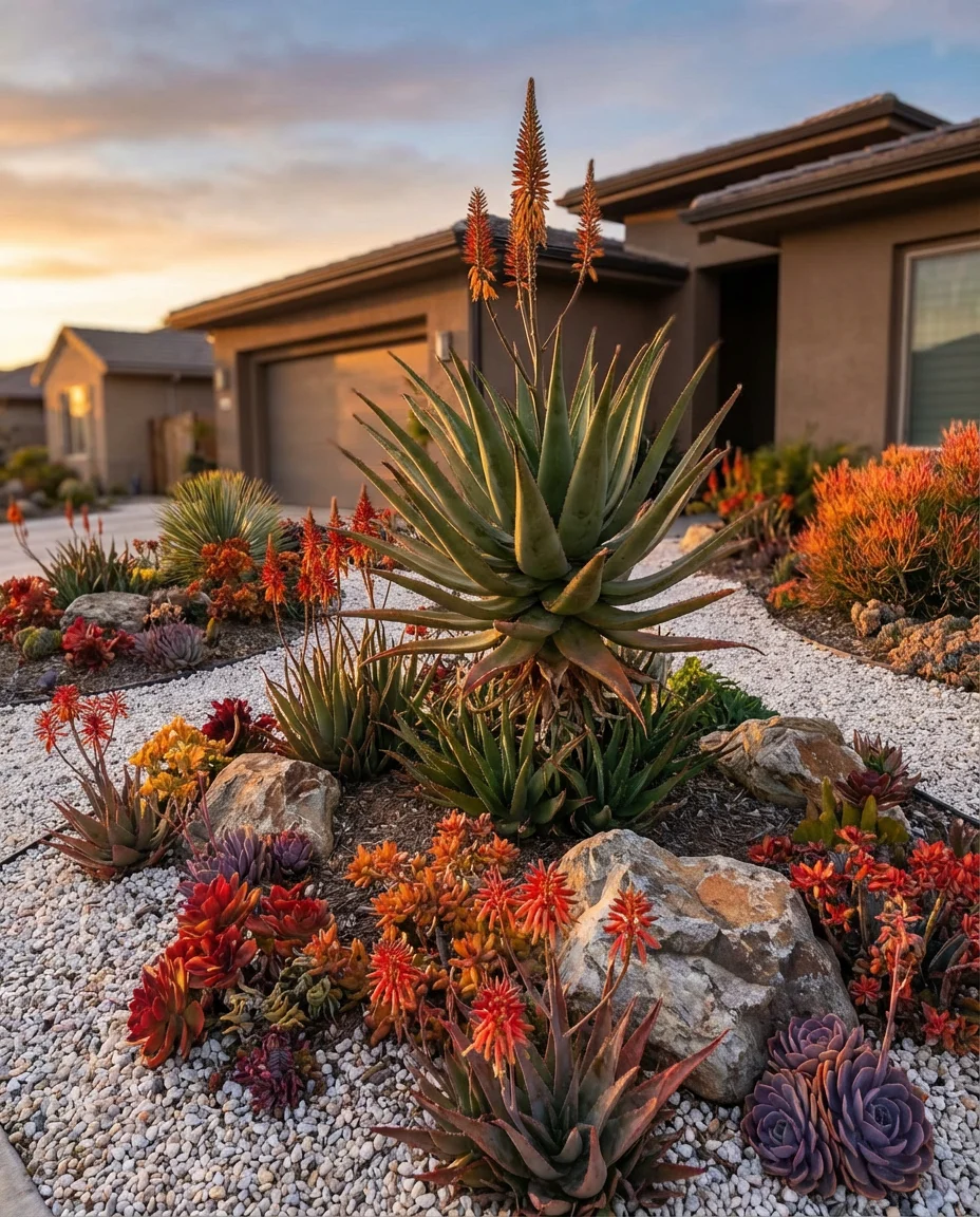 Front Yard Rock and Succulent Design 2