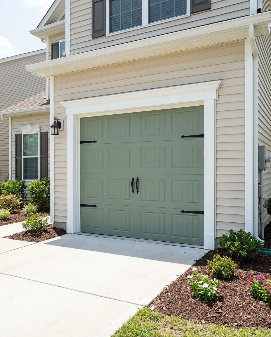 Garage Door Makeover with Paint and Trim 1