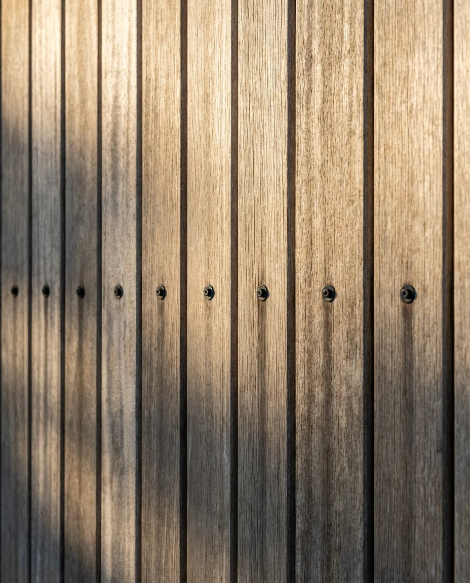 Garage Door with Vertical Wood Slats and Metal Accents 2