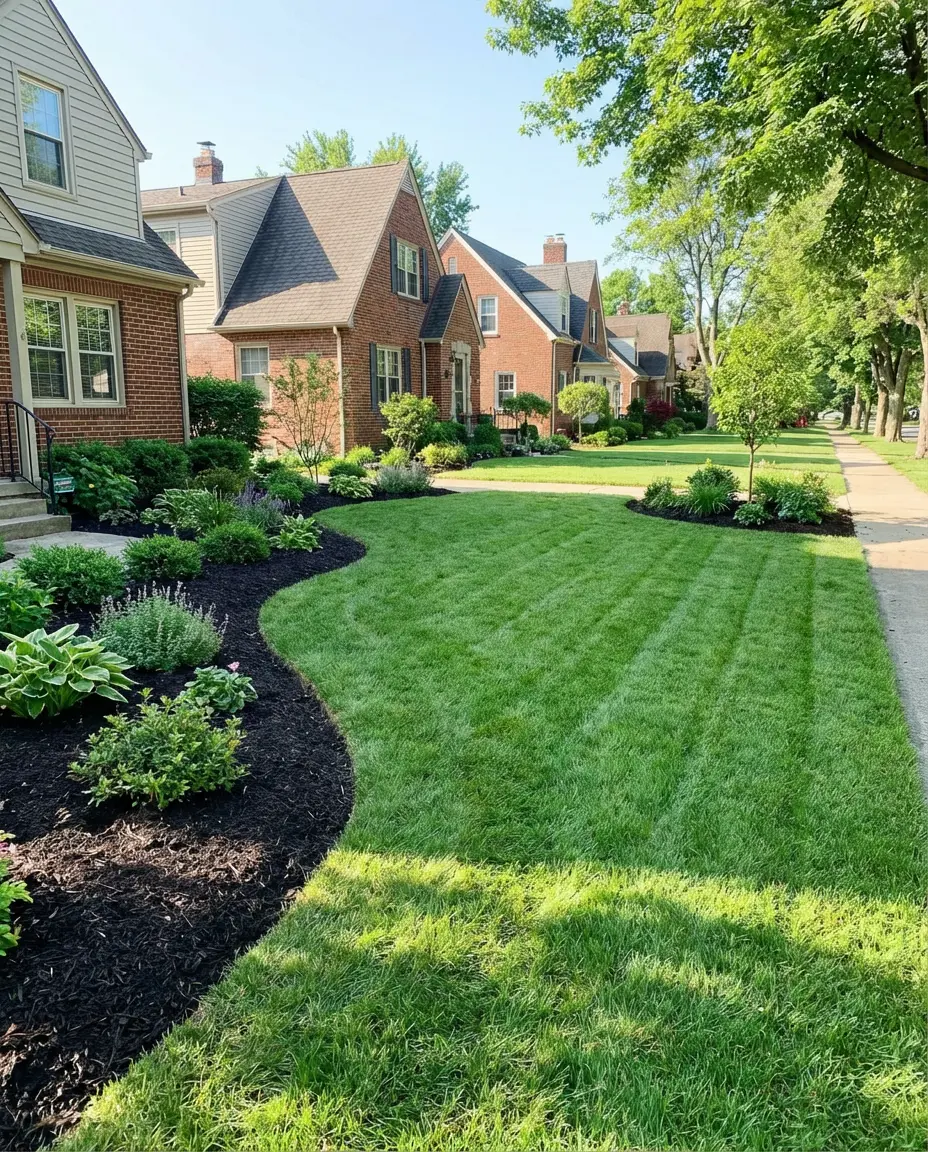 Grass Lawn with Defined Curved Edges 1