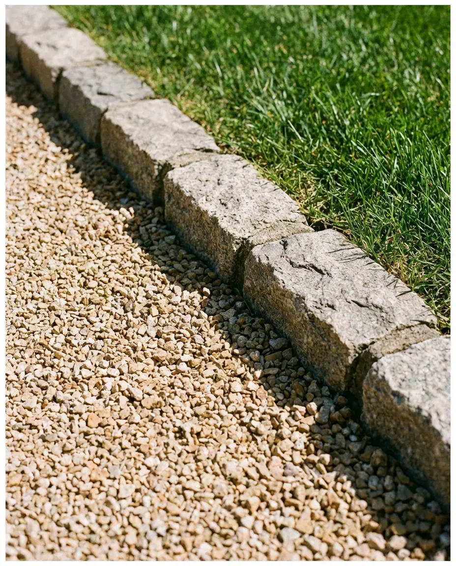 Gravel Driveway With Rock Border 2