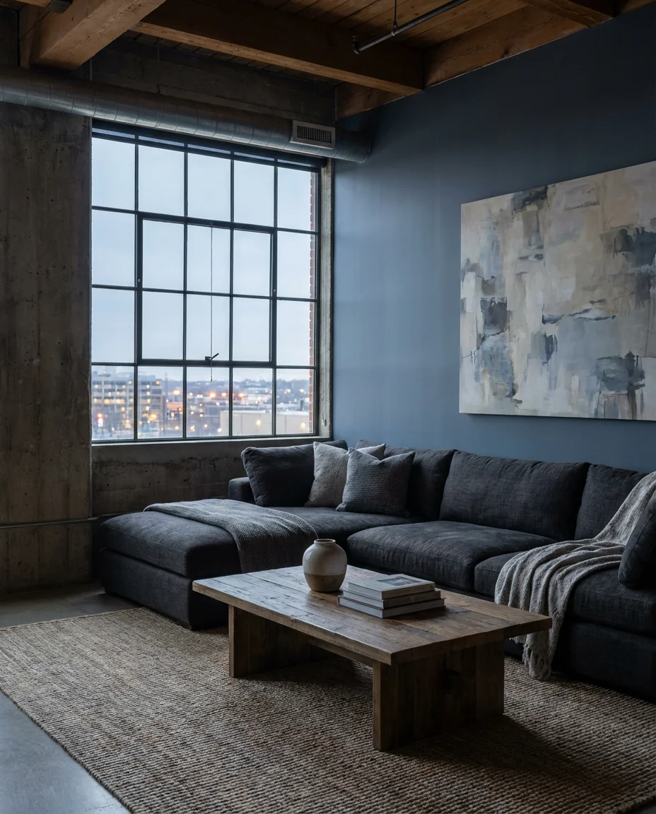 Gray and Blue Sophisticated Modern Loft 1