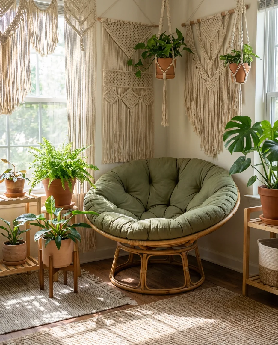 Green Papasan Chair Ideas for Nature-Inspired Rooms 2